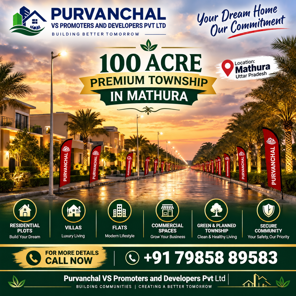 Purvanchal Dwarka City – 100 Acre Premium Township in Mathura | Plots, Villas, Flats & Commercial Spaces