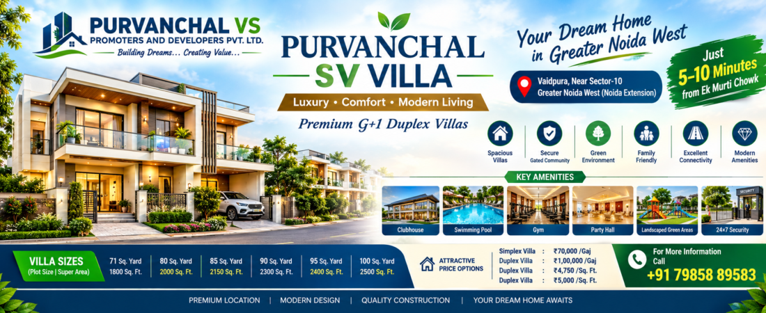 Purvanchal SV Villa | Premium Duplex Villas in Greater Noida West & Noida Extension