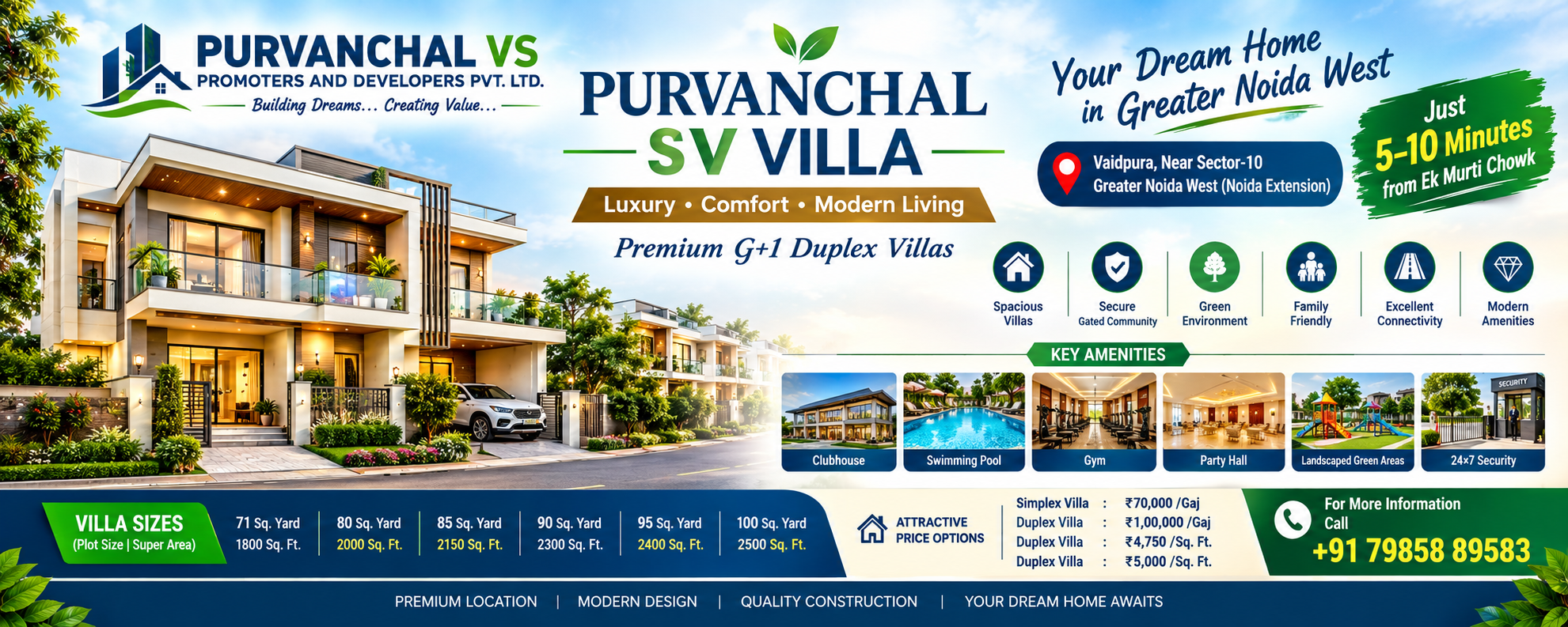 Purvanchal SV Villa | Premium Duplex Villas in Greater Noida West & Noida Extension